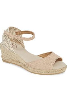 Beige Adjustable Ankle Strap Wedge Sandals, Adjustable Ankle Strap Summer Wedge Sandals, Wedge Heel Sandals With Heel Strap For Beach, Adjustable Ankle Strap Wedge Sandals For Vacation, Beach Wedge Heel Sandals With Heel Strap, Adjustable Ankle Strap Wedge Sandals For Beach, Beach Closed Toe Wedge Sandals With Heel Loop, Adjustable Cushioned Open Toe Wedge Sandals, Adjustable Closed-toe Espadrille Wedge Sandals