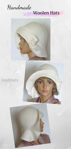 White women hat Felted wool hat Winter women hat White wool | Etsy White Wool Hat With Short Brim, Cream Beanie Hat, Cream Felt Hat With Short Brim For Winter, Cream Short Brim Felt Hat For Winter, Fitted Beige Beanie Hat, Winter Cream Fitted Fedora, Elegant White Wool Hat, Cream Wool Felt Hat With Curved Brim, Elegant Beanie Hat One Size