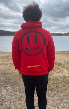 "I'm Woodman Hoodie in cherry red with \"Are You Serious\" Emoji Face Little Devil -One Size" Trending Hoodies, Emoji Face, Are You Serious, Emoji Faces, Him Gifts, For Him Gifts, Cherry Red, Gifts For Him, Gender Neutral