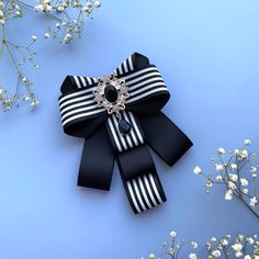 Black Ribbon Brooches For Gift, Black Ribbon Brooches As Gift, Black Brooch With Decorative Bow Gift, Black Brooch With Decorative Bow As Gift, Black Bow Tie Brooch For Wedding, Black Bow Tie Brooches For Wedding, Formal White Brooch With Bow, Formal White Bow Brooches, Formal White Bow Brooch