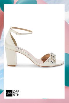 Embellished Sandals Sandals On Sale, Crystal Trim, Stylish Sandals, Embellished Sandals, Sandals For Sale, Color Ivory, Badgley Mischka, Heeled Mules, Mule Shoe