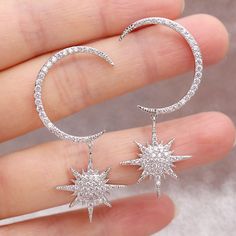 Platinum Wave Exaggerated Opening Big Circle Moon Star Earring Stud Female Fashion 925 Silver Needle Earrings,#Circle, #Big, #Star Stud Female, Stud Earrings Men, Earrings Men, Golden Pendant, Mens Earrings Studs, Needle Earrings, Moon And Star Earrings, Platinum Earrings