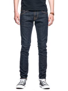 New Fit: Tight Terry - Nudie Jeans Urban Style Dark Wash Mid-rise Jeans, Urban Dark Wash Mid-rise Jeans, Urban Slim Fit Denim Blue Bottoms, Fitted Denim Blue Urban Pants, Urban Slim Fit Denim Pants, Urban Dark Wash Jeans With Standard Cut Leg, Urban Style Dark Wash Jeans With Standard Cut, Urban Dark Wash Jeans With Standard Cut, Urban Slim Fit Dark Wash Bottoms