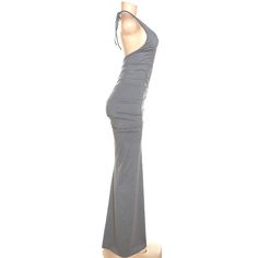 Elegant Deep V-neck Halter Backless Ruched Maxi Dress Chic Stretch Maxi Dress With Ruched Back, V-neck Ruched Maxi Dress For Night Out, Chic Stretch V-neck Backless Dress, V-neck Stretch Maxi Dress With Ruched Details, V-neck Ruched Stretch Maxi Dress, V-neck Maxi Dress With Ruched Back For Night Out, Evening Backless Ruched Dress With V-neck, Evening V-neck Ruched Backless Dress, Evening V-neck Backless Dress With Ruched Detail