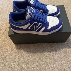 Brand New Men’s Size 5 Woman’s 6.5 Blue And Gold Tennis Shoes, Blue High-top New Balance Skate Shoes, New Balance Blue Skate Shoes For Streetwear, Blue New Balance Outfit, Dark Blue New Balance, Blue New Balance Shoes, Cute New Balance, Sweet 13, New Balance 480