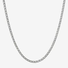 He'll love the simple design and substantial look this chain necklace offers. Made in Italy. Metal: Sterling silverClosure: Lobster claspDimensions: 22" long solid link chainCare: Wipe CleanCountry of Origin: Imported Jewelry photos are enlarged to show detail. Disclaimer: Metal may be rhodium plated to enhance appearance and reduce tarnishing. Classic Metal Chain Necklace For Everyday, White Gold Curb Chain Necklace, Curb Chain Link Necklace, Classic Link Chain Necklace In Stainless Steel, Minimalist White Gold Chain Necklace With Curb Chain, Minimalist Metal Necklaces With Curb Chain, Formal Stainless Steel Necklace With Curb Chain, Classic Stainless Steel Link Chain Necklace, Minimalist Everyday Cuban Link Necklace