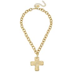 Solid Cross Necklace Susan Shaw, Gold Link Chain, Gold Cross Necklace, Cross Chain, Gold Link, 24kt Gold, Hand Cast, Gold Cross, San Antonio Tx