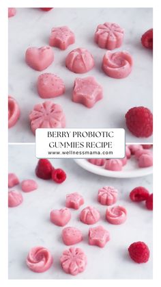 berry prometic gummies recipe on a plate with raspberries