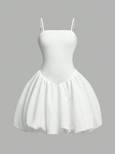 Tween Girl Casual Solid Color Ruffle Hem Cami Dress, Suitable For All Seasons Wear, Elegant  Design, Suitable For School, Vacation And Outing White Elegant  Sleeveless Knitted Fabric Plain Cami High Stretch  Tween Girls Clothing, size features are:Bust: ,Length: ,Sleeve Length: White Balletcore Mini Dress For Spring, White Mini Dress For Costume Party In Summer, White Fitted Bubble Dress, White Fitted Balletcore Dress, White Balletcore Mini Dress With Ruffles, White Mini Dress For Spring Costume Party, Spring White Mini Dress For Costume Party, Balletcore Mini Dress For Costume Party, White Fitted Bubble Dress For Summer