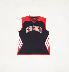 "EXCELLENT VINTAGE CHICAGO BULLS BASKETBALL JERSEY SHIRT. AUTHENTIC ADIDAS Sportswear, Chicago Bulls Team Jersey. Reversible Jersey. EXCELLENT VINTAGE CONDITION. WASHED and SANITIZED SIZE : L / XL . Please to better fit read the measurements below. Armpit to armpit 25 inches. , 64 cm. (Chest 50\") Lenght 29 in., 74 cm. WASHED and SANITIZED We Post from Italy This is a PRIVATE SALE The Photos are Real of the Item I sell in auction. IF YOU HAVE QUESTION PLEASE CONTACT ME BEFORE BIDDING \"NO RETURN Collegiate Sleeveless Top For Streetwear, Red Sleeveless College Tops, Red Sleeveless Tops For College, Red Varsity Tops For Sports Events, Collegiate Red Sleeveless Top, Red Collegiate Sleeveless Top, Red Varsity Sports Top, Red Varsity Streetwear Top, Red Varsity Top For Streetwear