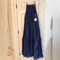 Staud Maxi Dress In Navy. New With Tags. Beautiful King Dress, Great For Someone Who Is Taller As It Is Pretty Long. Has Small Ruffle 3/4 Of The Way Down And Keyhole Tie In Back. Summer Maxi Dress By Staud, Staud Summer Maxi Dress, Staud Midi Dress For Summer Daywear, Staud Maxi Dress For Summer, Casual Daywear Dresses By Staud, Casual Staud Dresses For Daywear, Chic Blue Staud Dress, Casual Staud Daywear Dress, Staud Sleeveless Spring Maxi Dress