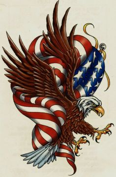 an eagle with the american flag on it