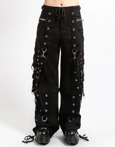 TRIPP NYC - EYE TO EYE PANT Black Riveted Bottoms For Concert, Black Bottoms With Rivets For Concert, Emo Streetwear Bottoms With Belt Loops, Emo Style Bottoms With Belt Loops For Streetwear, Black Punk Bottoms With Rivets, Emo Style Pants For Cosplay With Belt Loops, Emo Style Pants With Belt Loops For Cosplay, Emo Style Pants With Belt Loops For Concert, Gothic Riveted Bottoms For Streetwear