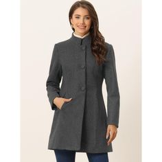 This long overcoat featuring a stand collar and single-breasted design adds a feminine and elegant feel to your winter look. The coat is spun from soft fabric and fully lined, which is comfortable for all-day wear with big slant pockets. A unique stand collar makes this regular outerwear more beautiful. It's a good choice for winter and cold fall. No matter what look you slip it over, this winter coat adds a layer of warmth and finishes the refined, warm, and effortless day-to-night look.