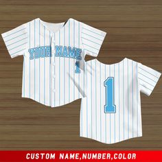 a baseball jersey with the number 1 on it and an inscription that says your name