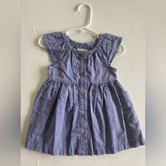 Carters, Organic Little Planet 6mo Infant Dress Jean Blue Color. Not Jean Material. Very Soft. Never Worn! Cute Blue Dress With Buttons, Cute Blue Dresses With Buttons, Cotton Dresses With Buttons For Playtime, Casual Dresses With Buttons For Playtime, Jean Material, Jeans Material, Kids' Dresses, Jeans Dress, Baby Dress