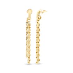 Add a touch of glamour to your attire with these dangle drop earrings. 10K yellow gold Staggered lengths of mirror chain sparkle in these flowy dangle earrings Friction backs Made in Italy Gold Layered Bracelets, Pearl Diamond Jewelry, Neil Lane Engagement Rings, Cross Jewelry Necklace, Fan Jewelry, Bezel Engagement Ring, Diamond Wedding Rings Sets, Accessories Jewelry Necklace, Cross Jewelry