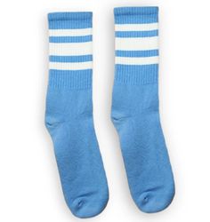 A Carolina blue worthy of the best ballers to ever lace up. SOCCO has upgraded the classic striped athletic tube socks of the 1970’s and 80’s to modern comfort. Casual Striped Sports Socks, Retro Striped Cotton Socks, Casual Blue Socks For Sports Events, Blue Cotton Sporty Socks, 80s Socks, Modern Tech, Blue Crew, Striped Socks, Tube Socks