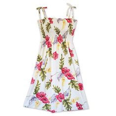 Always designed in Hawaii at Lavahut! Honeymoon Cream Moonkiss Hawaiian Dress  #sundress #floraldresses #hawaiianclothing #summerdress #tropicaldress #alohadress #madeinhawaii #hawaiiandress #lavahut #islanddress