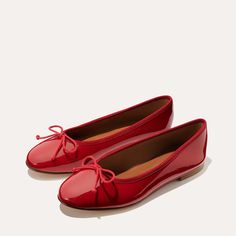 The Demi - Cherry Patent Free People Flares, Bold Shoes, French Girl Chic, Ballet Beautiful, Comfortable Flats, Cold Weather Accessories, Ballerina Flats, French Girl, Handmade Shoes