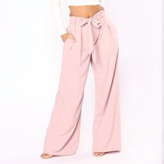 High Waisted Blush Pink Pants. Never Worn. Nwt. Elegant Pink Bottoms For Night Out, Elegant High Waist Pants For Brunch, Chic High-waisted Pants For Brunch, Chic High-waist Bottoms For Brunch, Chic High Waist Bottoms For Brunch, Spring Date Night High Waist Wide Leg Pants, Chic Trousers For Brunch, High-waist Pants For Date Night In Spring, Spring High-waist Pants For Date Night