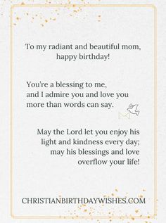 a birthday card with the words to my radant and beautiful mom, happy birthday