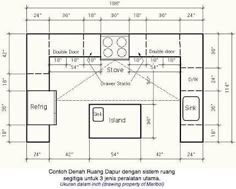 the kitchen floor plan is shown with measurements