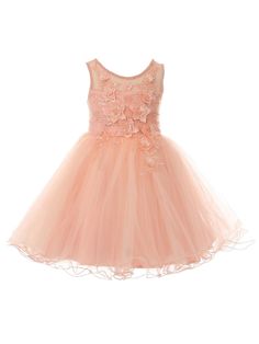 9083_PEACH_L_0_5.JPG?0 Peach Flower Girl Dress, Girls Dres, Junior Bridesmaid Dress, Girls Couture, Sleeveless Gown, Beaded Neckline, Junior Bridesmaid Dresses, Junior Bridesmaid, Formal Style