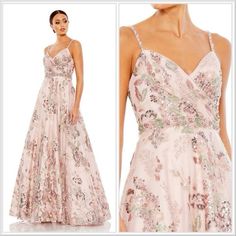 Nwt Mac Duggal Floral Botnical Sequin Beaded A-Line Gown Dress Pink Multi Sz 4 New With Tags $598 Measurements Provided In The Pictures There Is A Minor Flaw ( Missing Rhinestones On One Of The Straps /See Pictures), Can Be Easily Fixed With The Additional Beads Included Or Left As Is ( Completely Unnoticeable) Beaded Dresses Can Be In Fantastic Condition And Still End Up With A Few Sequins And Beads Missing, Just As They Could In The Store. Item As Shown In Photos You’ll Immediately Feel Specia Ruffle Wedding Gown, Textured Embroidery, Beaded Dresses, Dinner Gown, Embroidery Beaded, Mother Of The Bride Dresses Long, Mac Duggal Dresses, Full Skirt Dress, Long Sleeve Gown