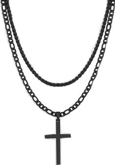 Black Metal Cross Necklace With Adjustable Chain, Black Necklace With Adjustable Chain For Streetwear, Black Metal Crucifix Necklace, Black Metal Crucifix Cross Necklace, Black Cross Pendant Chain Necklace, Black Cross Necklace With Chain, Black Cross Pendant Necklace With Chain, Black Jewelry With Adjustable Chain For Streetwear, Black Cross Jewelry For Streetwear