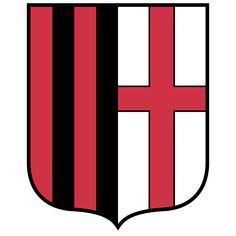 a black and red striped shield with the letter h on it's front side