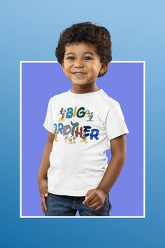 Mickey and Friends shirt collection, featuring the adorable Mickey Mouse and his pals. These shirts are specially made to order, ensuring a perfect fit. Designed for brothers, our Big Brother Mickey shirts are perfect for little boys to wear proudly. Made from high-quality cotton and printed using DTG (Direct to Garment) technology, this shirt is both comfortable and durable. Made to order in the USA in a smoke-free studio, our shirts are created with care and attention to detail. If you have an White Shirt With Funny Print For Father's Day, Multicolor Letter Print Shirt, Father's Day Cartoon Print Short Sleeve Top, Father's Day Casual T-shirt With Cartoon Print, White Themed Cartoon Print Shirt, Themed Cotton Shirt With Cartoon Print, Themed White Short Sleeve Shirt, Father's Day Playful Short Sleeve T-shirt, Family Matching Cotton Shirt With Character Print