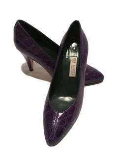 VTG GUCCI PURPLE CROCODILE PUMPS-SIZE 36 US 6-EXQUISITE!! Trusted and Top Seller Fast Shipping Thanks for Looking WH Gucci Fitted High Heels, Gucci Heels With Leather Sole For Formal Occasions, Gucci Formal Heels With Leather Sole, Gucci Fitted Evening Heels, Gucci Almond Toe Heels For Formal Occasions, Gucci Heels With Leather Sole For Office, Evening Heels With Crocodile Pattern And Round Toe, Purple Heels With Leather Sole For Formal Occasions, Purple Heels With Leather Sole For Formal Events