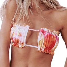 Zaful Bikini Top Size M Strapless Ribbed Or Tie Back Ruffle Cutout Lace Up Closure Padded Bra Adjustable Lace Up Back. Tie Dye/ Pretty Colors New With Tag Summer Tube Top With Built-in Bra For Vacation, Beachwear Tube Top With Built-in Bra For Vacation, Summer Beach Tube Top With Built-in Bra, Trendy Strapless Tube Top For Beach Season, Summer Tube Top With Built-in Bra For Sunbathing, Spring Beach Stretch Tube Top, Spring Beach Tube Top With Stretch, Stretch Tube Top For Beach And Spring, Summer Tube Top With Built-in Bra For Beach Season