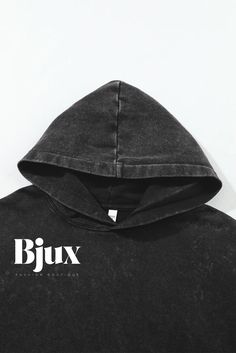 Bjux - Sophisticated Black Vintage Wash Hoodie with Kangaroo Pocket Black Trendy Hoodie With Kangaroo Pocket, Trendy Black Hoodie With Kangaroo Pocket, Black Sweatshirt With Pockets For Spring, Black Spring Sweatshirt With Pockets, Black Spring Hoodie With Kangaroo Pocket, Black Vintage, Cotton Style, Fall Autumn, Kangaroo Pocket