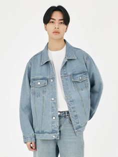 Editor's notesIt is a denim trucker jacket in 12.5oz durable fabric. The jacket features wide fit, button closure, and flap pockets on the front. It is a trendy design for street casual outfit between seasons.- Wide fit- Durable fabric- Button closure- Pockets on the front- Street casual moodMeasurements(in.)M / L- Length: 28.3 in. / 29.1 in.- Shoulder: 20.9 in. / 21.5 in.- Chest: 25 in. / 26 in.- Sleeve Length: 24.4 in. / 24.8 in.*Model info: Height 5’ 11” Weight 154 / Fitting size: Size LCompo Relaxed Fit Denim Blue Outerwear For Streetwear, Classic Rigid Denim Outerwear With Pockets, Fall Streetwear Denim Jacket With Buttoned Pockets, Urban Relaxed Fit Denim Blue Outerwear, Classic Rigid Denim Jacket For Spring, Casual Denim Blue Utility Jacket For Streetwear, Relaxed Fit Medium Wash Denim Jacket For Streetwear, Relaxed Fit Rigid Denim Jacket With Pockets, Classic Spring Denim Jacket In Rigid Denim