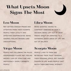 a poster with the names of different types of moon signs