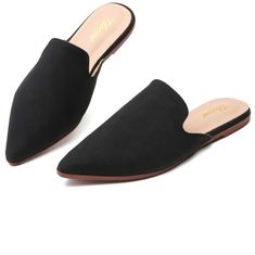 Premium Vegan Material Fashion & Eco Friendly Extra Padded Insole Soft & Supportive Tilocow Flat Mules For Women Closed Pointed Toe Backless Mule Sandals Comfortable Slides Mules Shoes Ladies Slip-On Loafers Black Office Slip-ons For Spring, Black Pointed Toe Slip-on Flats, Casual Style, Black Slip-on Pointed Toe Flats, Black Slip-on Pointed Toe Flats Casual, Black Slip-on Pointed Toe Flats For Casual Wear, Black Synthetic Pointed Toe Slip-on Flats, Black Suede Flat Slip-ons, Black Almond Toe Slip-ons For Spring, Black Pointed Toe Slip-ons For Fall