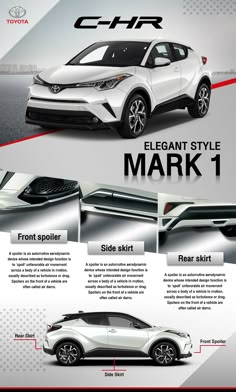 an advertisement for the new toyota c - hr concept car, with information about it