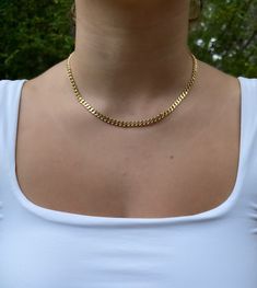 This beautiful 24k gold plated curb chain necklace will be the perfect addition to your look! Even as a gift, this is the perfect choice to show your love for a significant other or loved one! Chain: 4.3mm *The necklace is presented with a 24k gold plated chain and lobster claw clasp.* MATCHING BRACELET FOR THIS: https://www.etsy.com/listing/887123279/24k-gold-plated-curb-chain-bracelet?ref=shop_home_active_1 Keep Your Jewelry Clean https://www.etsy.com/listing/879720168/keep-your-jewelry-clean- Gold Chain Necklace For Women, Gold Neck Chain Short, Chunky Choker, Gold Link Necklace, Thick Chain Necklace, Amazonite Necklace, Bold Necklace, Mens Silver Necklace, Quick Outfits