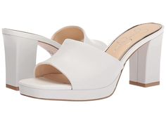 Jessica Simpson Elyzza - Women's Shoes : Bright White : Make your days fun and fabulous wearing the chic Jessica Simpson Elyzza with almost any outfit. Crafted with a rich leather upper. Man-made lining and insole. The sandal features an easy slip-on profile. Chic square and open-toe silhouette. Covered block heel. Rubber outsole for smooth comfort all-day long. Imported. Heel height: 3 1/4 in, Platform Height: 3/4 in. Single shoe weighs 11 oz. Weight of footwear is based on a single item, not a Elegant Spring Platform Block Heels, Chic Synthetic Wedge Block Heels, Elegant Synthetic Wedge Heel Block Heels, Elegant Synthetic Sandals With Block Heel, Elegant Synthetic Open Heel Block Heels, Chic Square Toe Platform Sandals, Chic Sandals With Block Heel And Removable Insole, Chic Synthetic Block Heels With Removable Insole, Chic Block Heels With Removable Insole