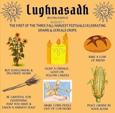 an advertisement for lughnasadh, the first three harvest festivals celebrating grains and cereals crops