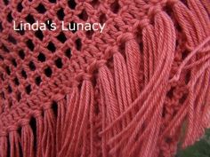 an orange shawl with tassels is shown in close up view and the words linda's lunacy written on it