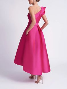 A-Line Cocktail Dresses Elegant Dress Summer Asymmetrical Sleeveless One Shoulder Fall Wedding Guest Satin with Pocket 2024 2024 - $116.99 Sorie Dresses, Vestidos Color Fucsia, Elegant Dresses Cocktail, Tea Length Cocktail Dresses, Raspberry Wine, Cocktail Dress Elegant, Occasion Dresses Wedding Guest, A Line Cocktail Dress, One Shoulder Cocktail Dress