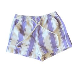 Nwot American Eagle Outfitters Purple White Striped Drawstring Pull On Shorts S High Waisted Pockets Drawstring Stripped 100% Cotton Brand New Without Tag Purple Cotton Pajama Shorts For Summer, White Drawstring Pajama Shorts For Beach, Purple Cotton Beach Shorts, Striped Cotton Shorts With Drawstring, Purple Spring Pajama Shorts, Purple Pajama Shorts For Spring, Destroyed Denim Shorts, American Eagle Jean Shorts, Pull On Shorts