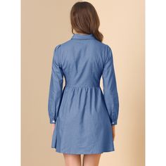 Grab the latest shirt dress trends and enjoy the smartest casual look. Update a versatile layer to your new-season wardrobe with this cute dress. Pair this classic shirt dress with your favorite heels for the cutest casual style. Model Body Size: Height: 5'7", Chest: 33 inches, Waist: 24 inches, Hip: 36 3/8 inches, Weight: 122 lbs, the model is wearing an X-Small. Shirt Dress For Women, Short Sleeve Floral Dress, Classic Shirt Dress, Dresses Blue, Denim Shirt Dress, Chambray Dress, Mini Shirt Dress, Pan Collar, Evening Attire