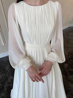 Modest Long Dresses, Modest Bridal, Long White Dress, White Dresses For Women, Green Prom Dress, Sweet 16 Dresses, Pink Prom Dresses, Chiffon Long Sleeve, Black Prom Dresses