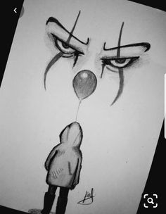 a drawing of a person with a balloon in their mouth