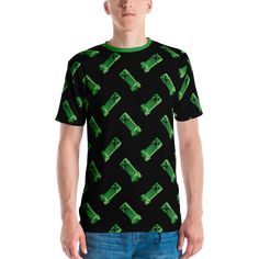 Minecraft Creeper Unisex Short Sleeve T-Shirt Creeper Pattern, Creepers, A Pattern, Unisex Shorts, All Over Print, Minecraft, Inside Out, Men's Polo Shirt, Polo Ralph Lauren