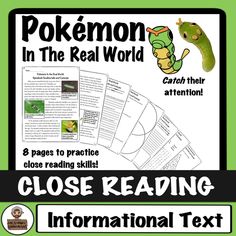 a close reading activity for the pokemon in the real world with text and pictures on it